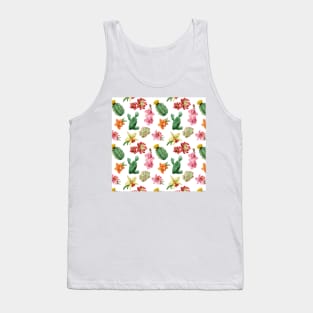 Cactus and Orchid Pattern Tank Top